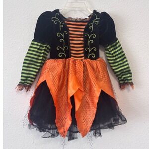 Kids Halloween‎ Witch Costume Dress Black Orange Green Girls 4/5T